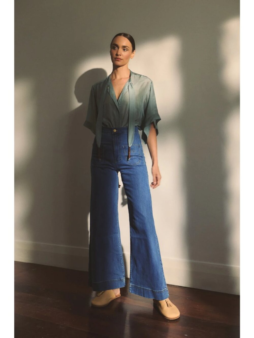 FLANNEL Raven High-rise Waist, Retro-Style Stretch Flaire Jeans